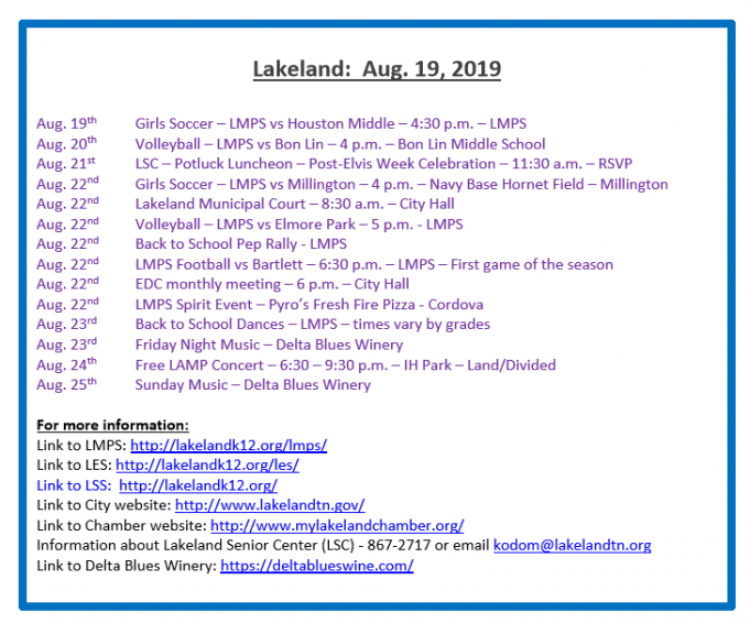Lakeland activities this week Lakeland Currents