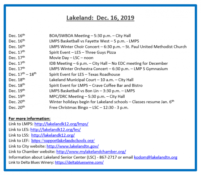 Lakeland weekly calendar Lakeland Currents