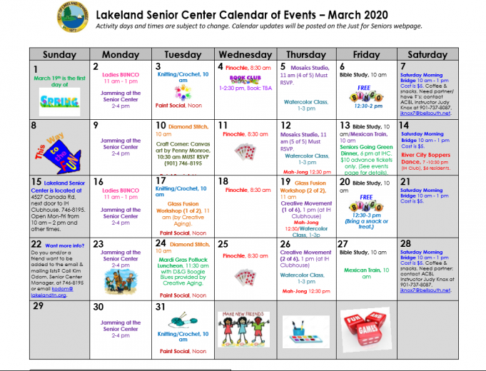 Special programs at the Lakeland Senior Center for March - Lakeland ...