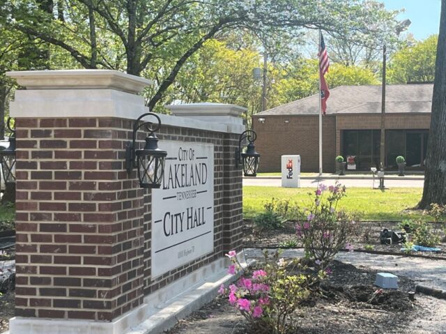 New sign outside Lakeland City Hall.