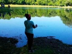 Fishing at a pond