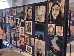 Artwork from different students at the art show