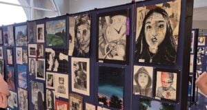 Artwork from different students at the art show