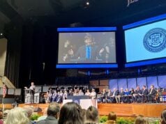 Inaugural Graduation Marks Historic Milestone for Lakeland Preparatory School Dr. Ted Horrell, Superintendent of the Lakeland School System, seen here speaking to the 2026 graduates on May 5, 2026. Dr. Horrell was hired in 2013 to help start the school system and has been the only Superintendent in its history.