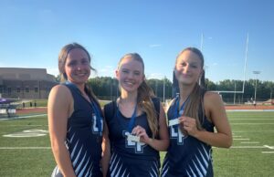Prep Track and Field Advances Record Number of Athletes to State Championships Pictured: Elizabeth Foster, Addie Beth Johnson and Abby Stevens.